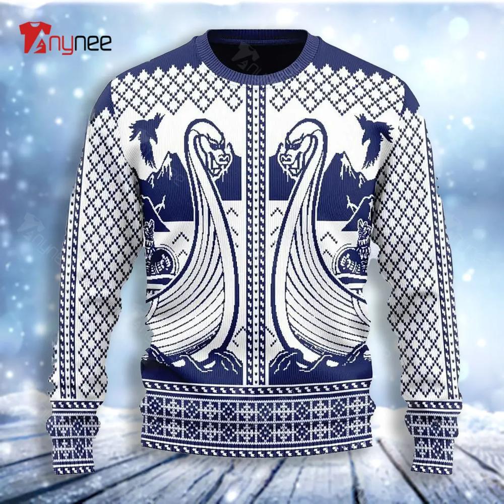 Gearhomies Viking Boat Ugly Christmas Sweater- Best Christmas Gifts 2023