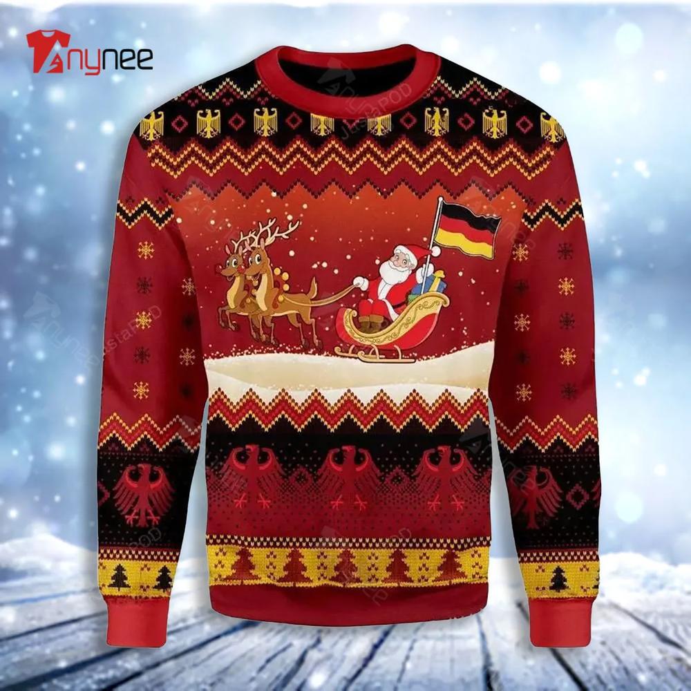 German Flag Through The Snow Ugly Christmas Sweater- Best Christmas Gifts 2023