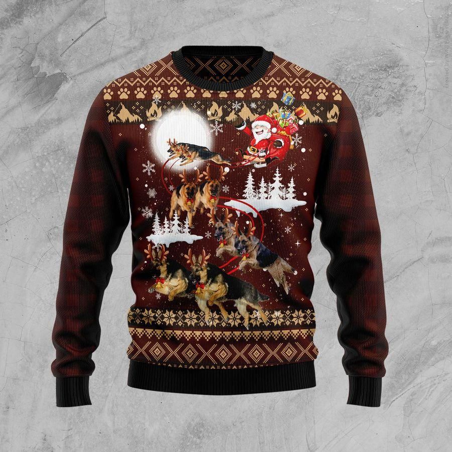 German Shepherd Dog Reindeers Car Ugly Christmas Sweater | For Men & Women | Adult | US1814- Best Christmas Gifts 2023