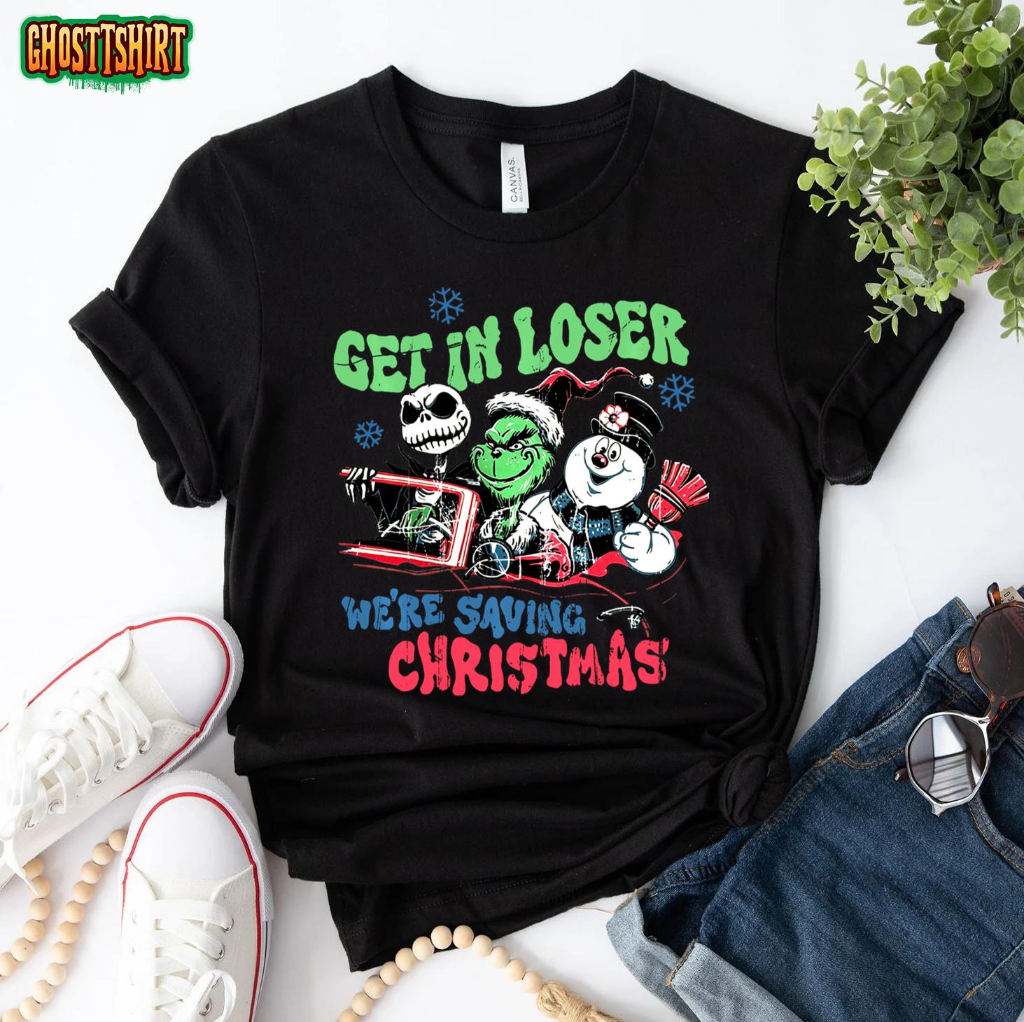 Get in loser we’re saving Santa Snowman Christmas Sweatshirt