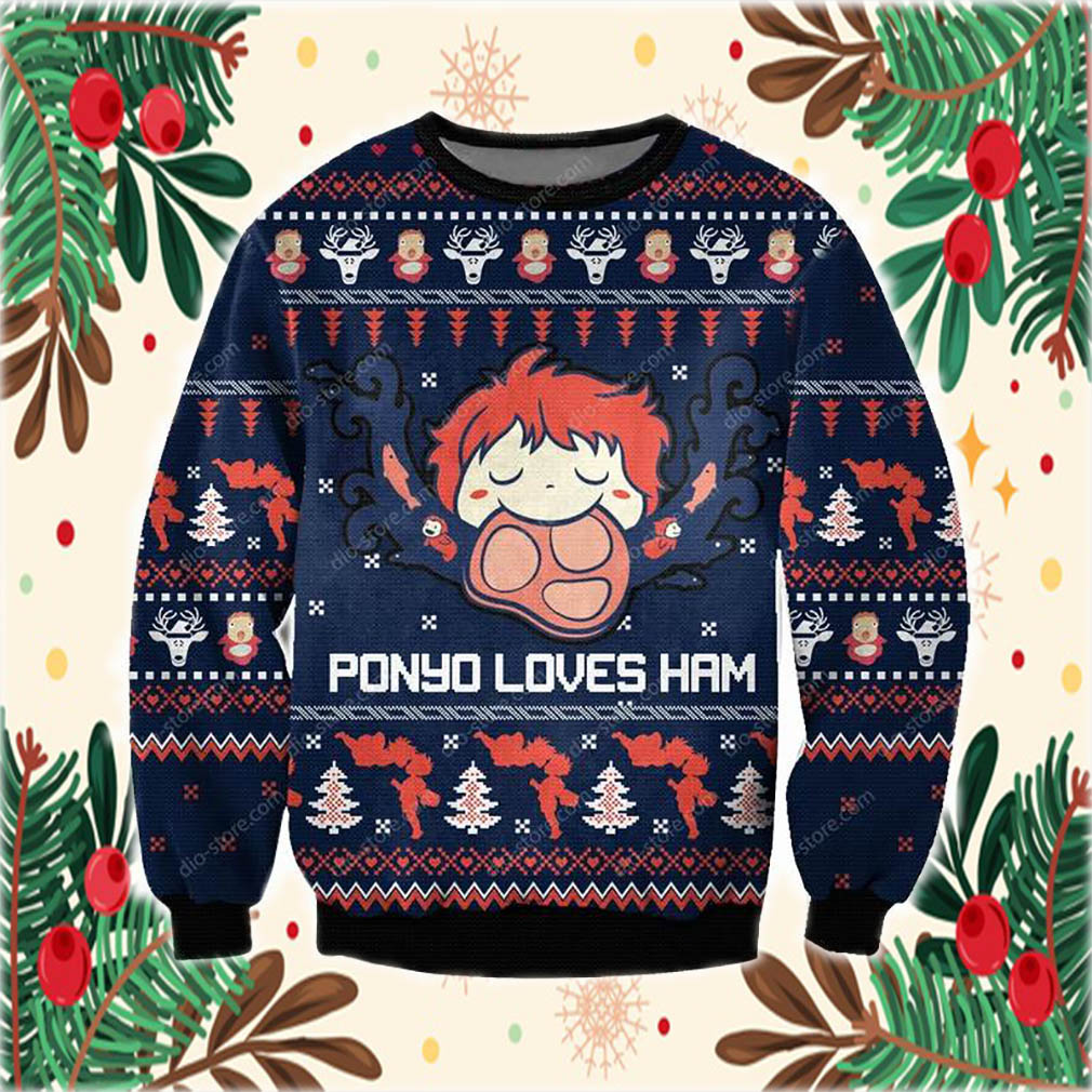 Ghibli Studio Ponyo 3D Print Ugly Christmas Sweatshirt- Best Christmas Gifts 2023