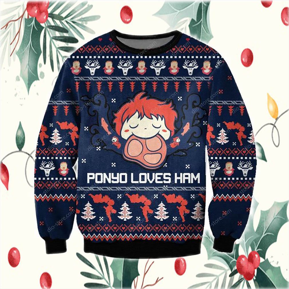 Ghibli Studio Ponyo 3D Print Ugly Christmas Sweatshirt- Best Christmas Gifts 2023