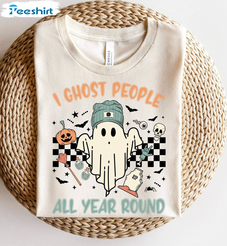 Ghost People Year Round Shirt, Ghost Halloween Retro Short Sleeve Tee Tops