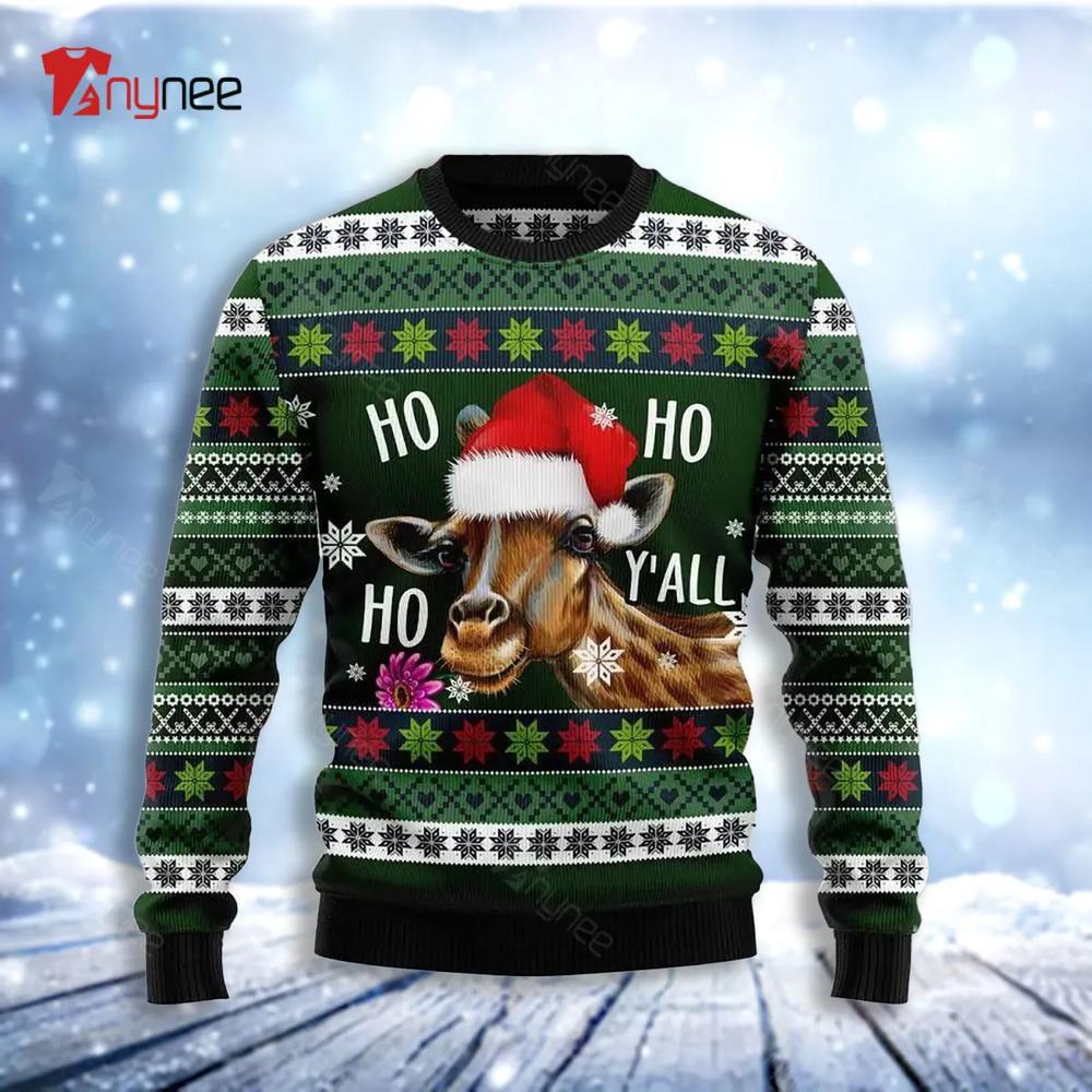 Giraffe Hohoho Yall Ugly Christmas Sweater- Best Christmas Gifts 2023