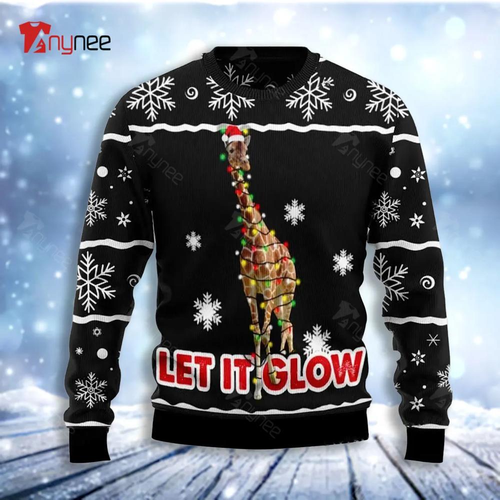 Giraffe Let It Glow Ugly Christmas Sweater- Best Christmas Gifts 2023