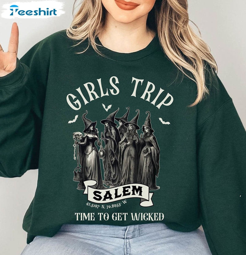 Girls Trip Salem Shirt, Retro Halloween Witch Unisex T-shirt Short Sleeve