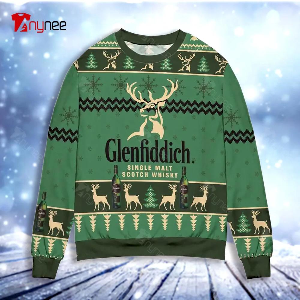 Glenfiddich Single Malt Scotch Whisky Christmas Womens Ugly Christmas Sweater- Best Christmas Gifts 2023