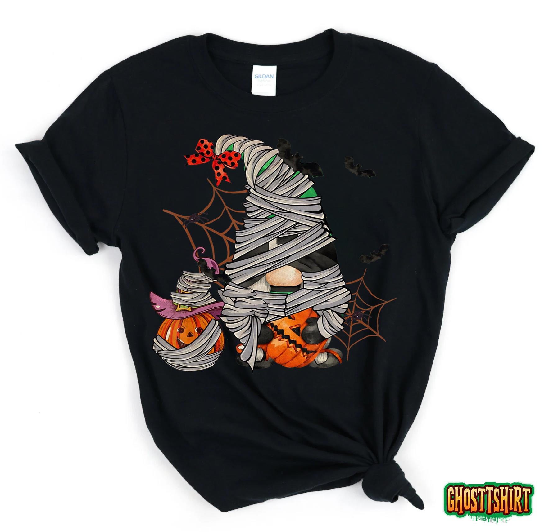 Gnome Mummy Halloween Costume Pumpkin Autumn Fall Holiday T-Shirt