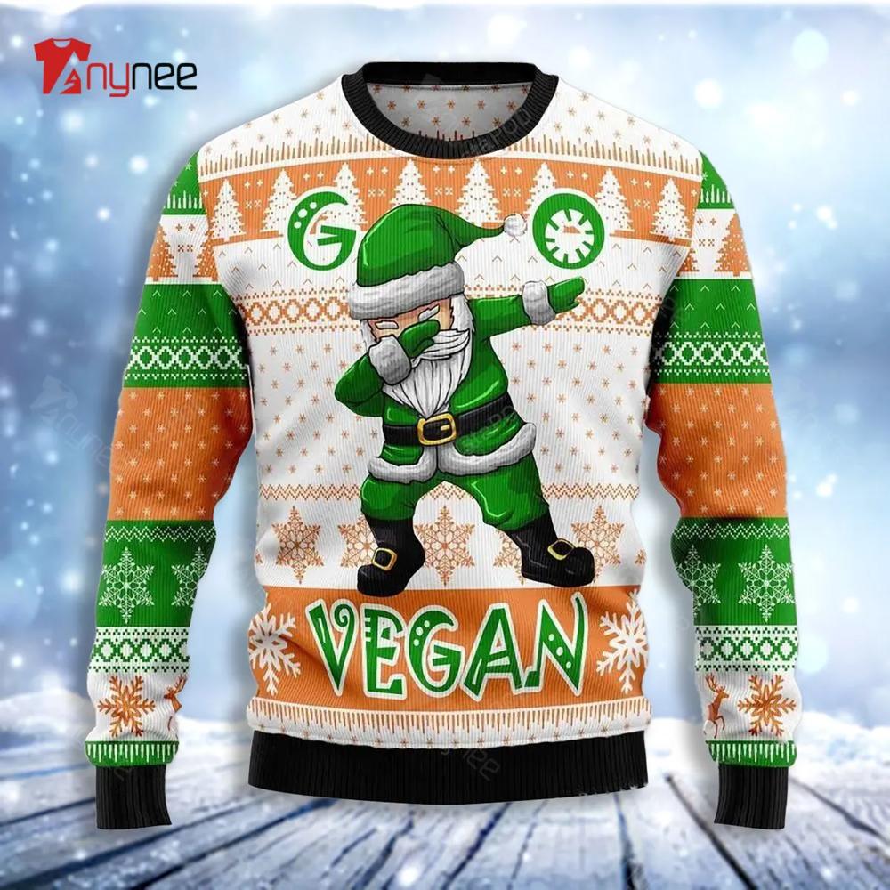 Go Vegan Dabbing Santa Ugly Christmas Sweater- Best Christmas Gifts 2023