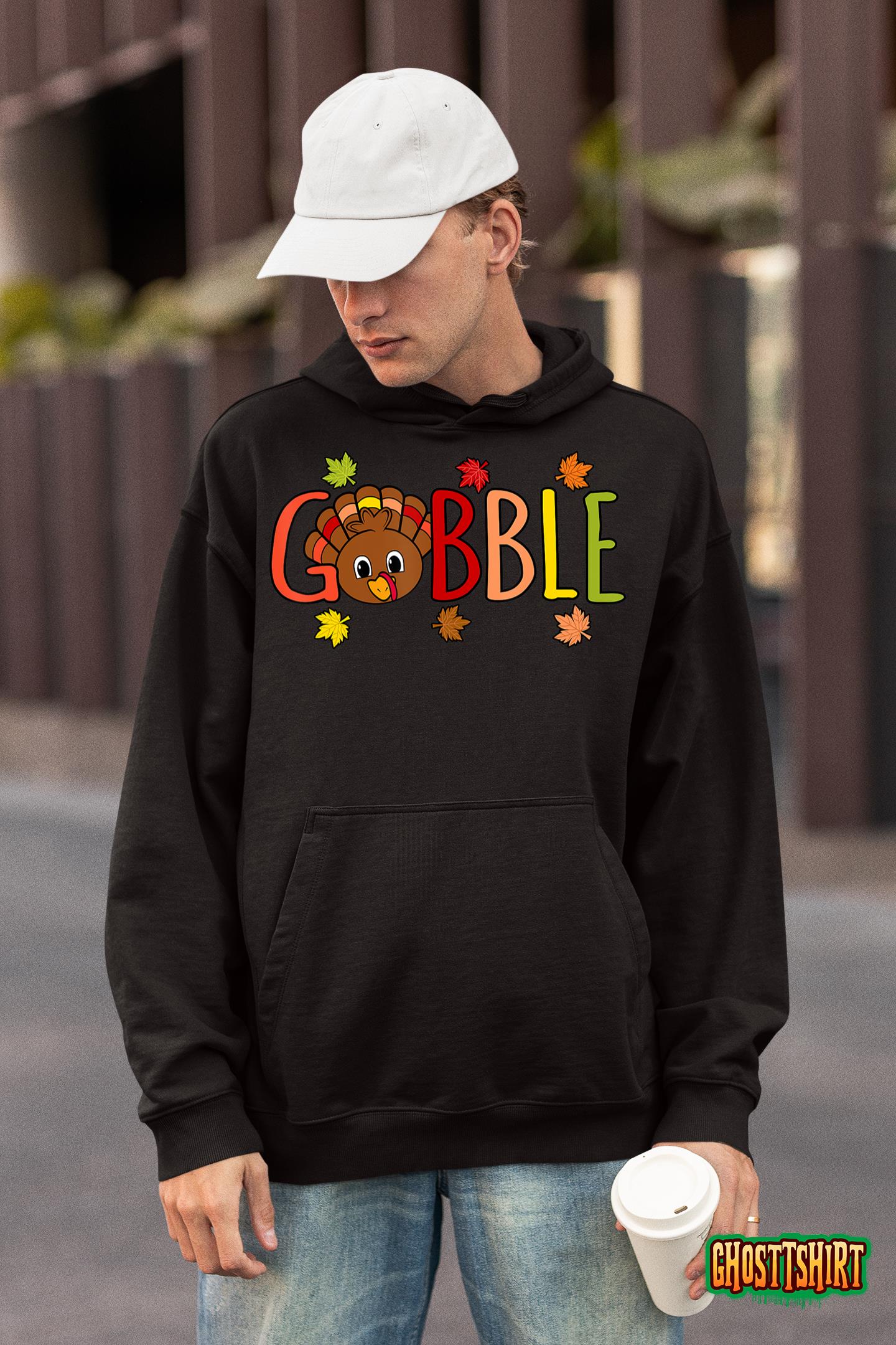 Gobble Funny Turkey Thanksgiving Family Men Women Graphic T-Shirt