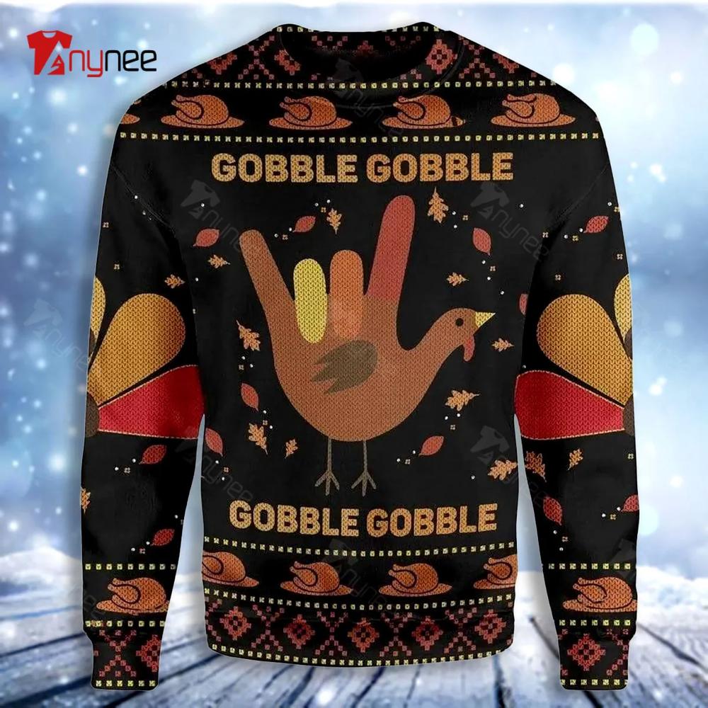 Gobble Gobble Bird Hand Sign For Bird Lovers Ugly Christmas Sweater- Best Christmas Gifts 2023