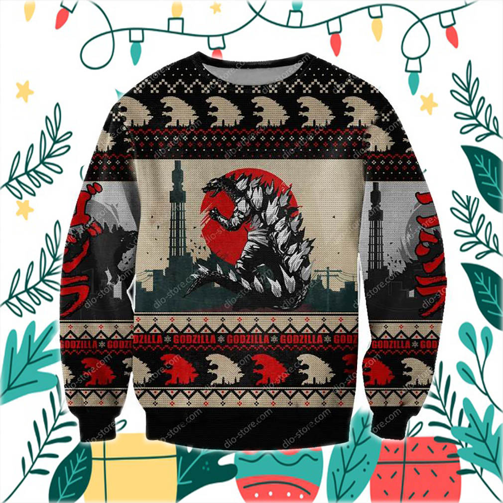 Godzilla Knitting Pattern 3D Print Ugly Christmas Sweater- Best Christmas Gifts 2023