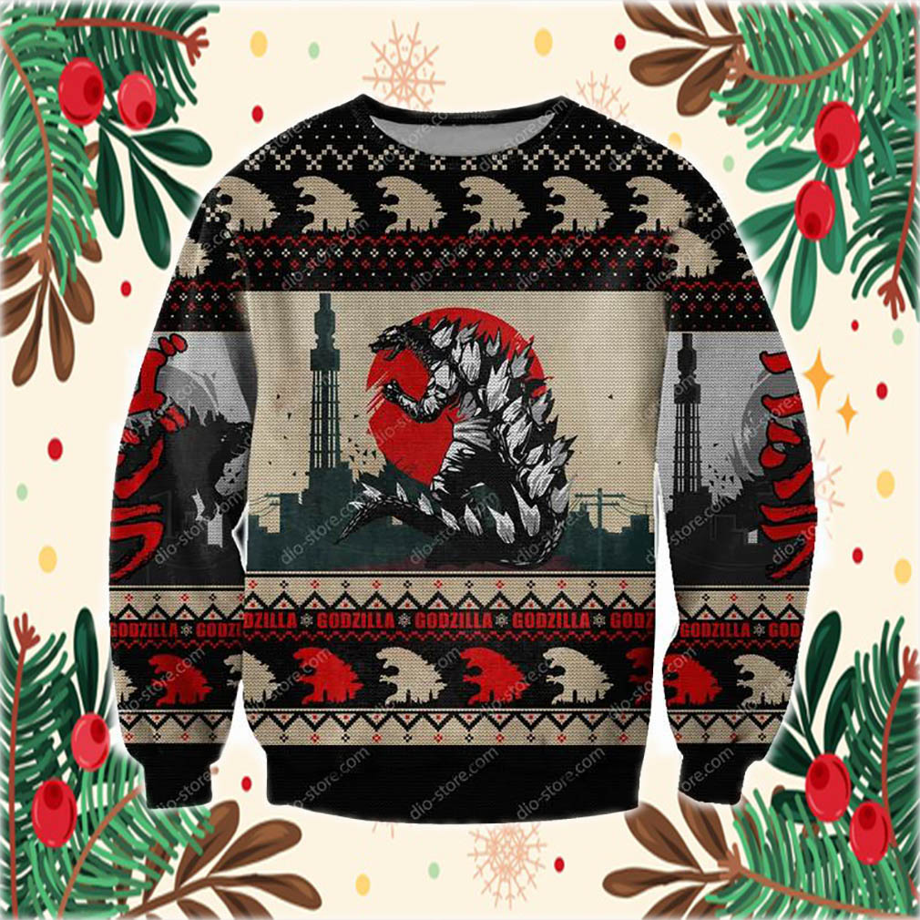 Godzilla Knitting Pattern 3D Print Ugly Christmas Sweater- Best Christmas Gifts 2023