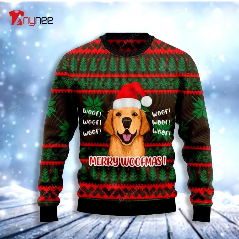 Golden Retriever Merry Woofmas Ugly Christmas Sweater- Best Christmas Gifts 2023