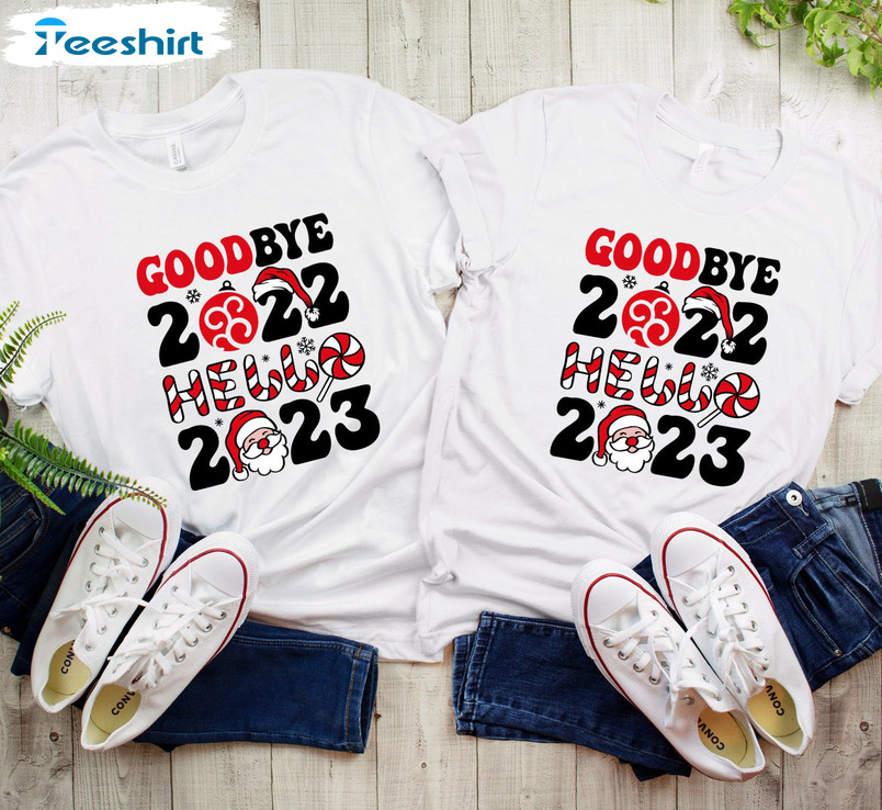 Goodbye 2022 Hello 2023 Shirt, Christmas Santa Tee Tops Unisex T-shirt