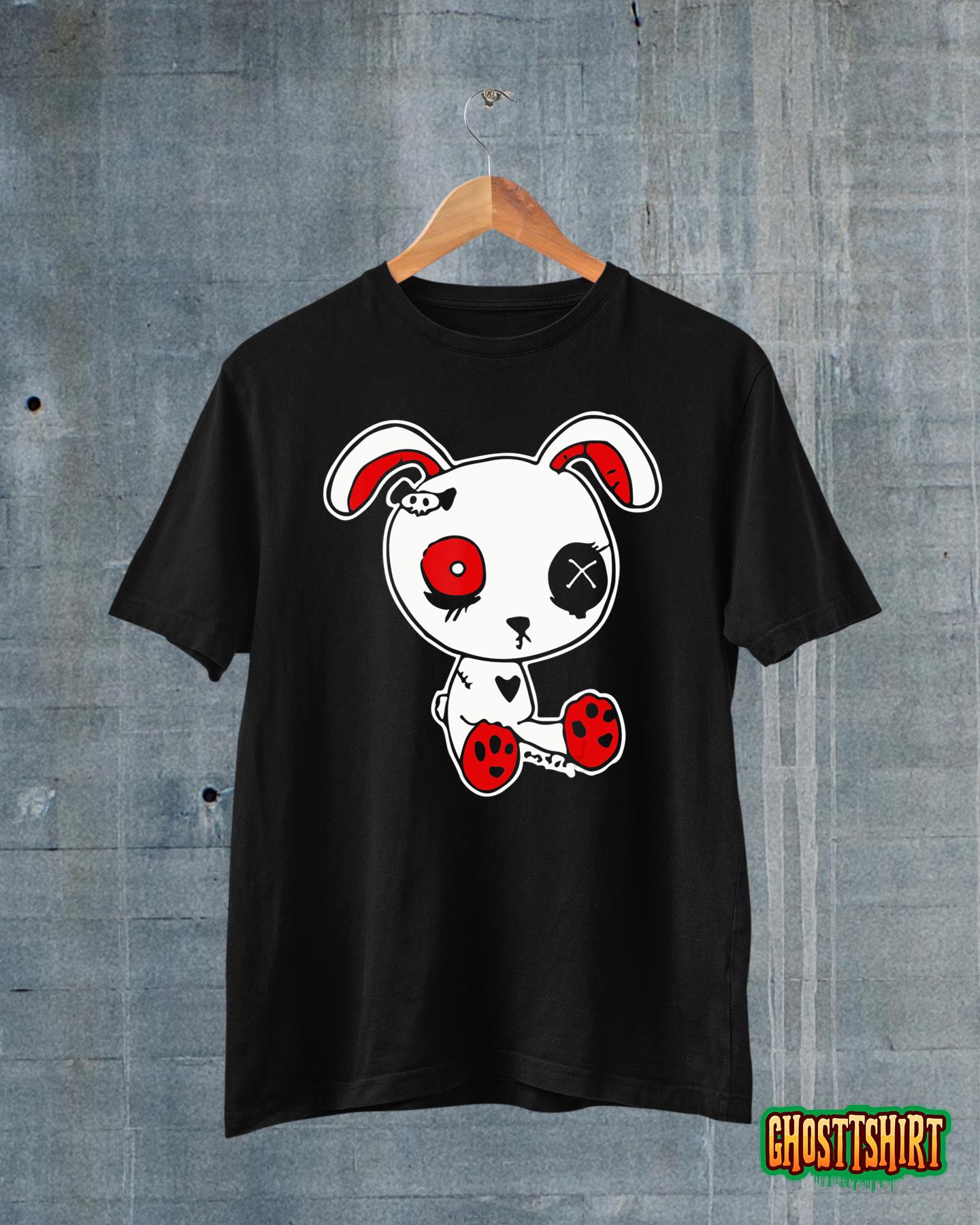 Goth Bunny Doll Lazy Halloween Costume Scary Creepy Gothic T-Shirt