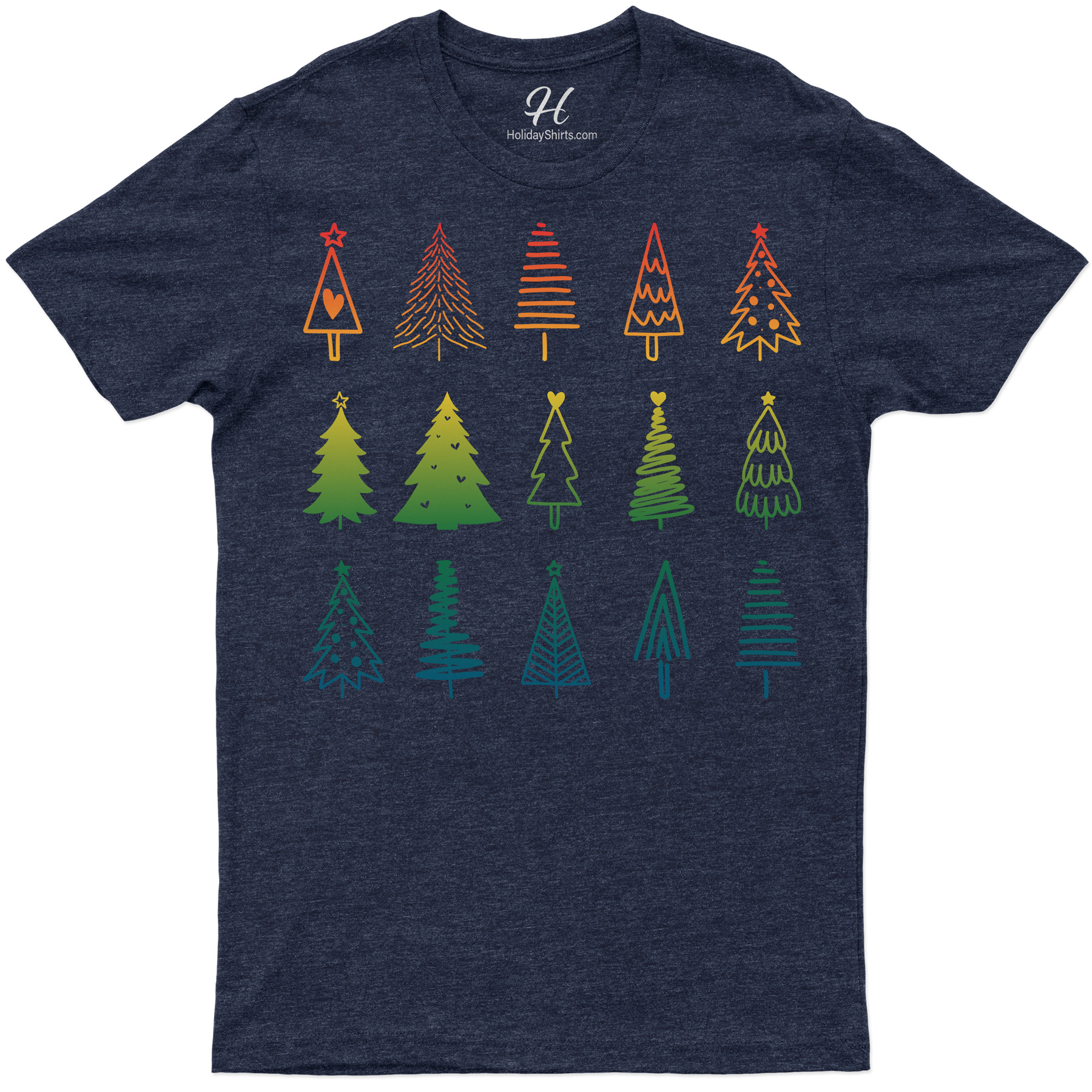 Gradient Christmas Trees Holiday Shirt