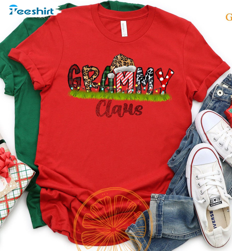 Grammy Claus Sweatshirt, Christmas Vinatge Crewneck Short Sleeve For Grandma