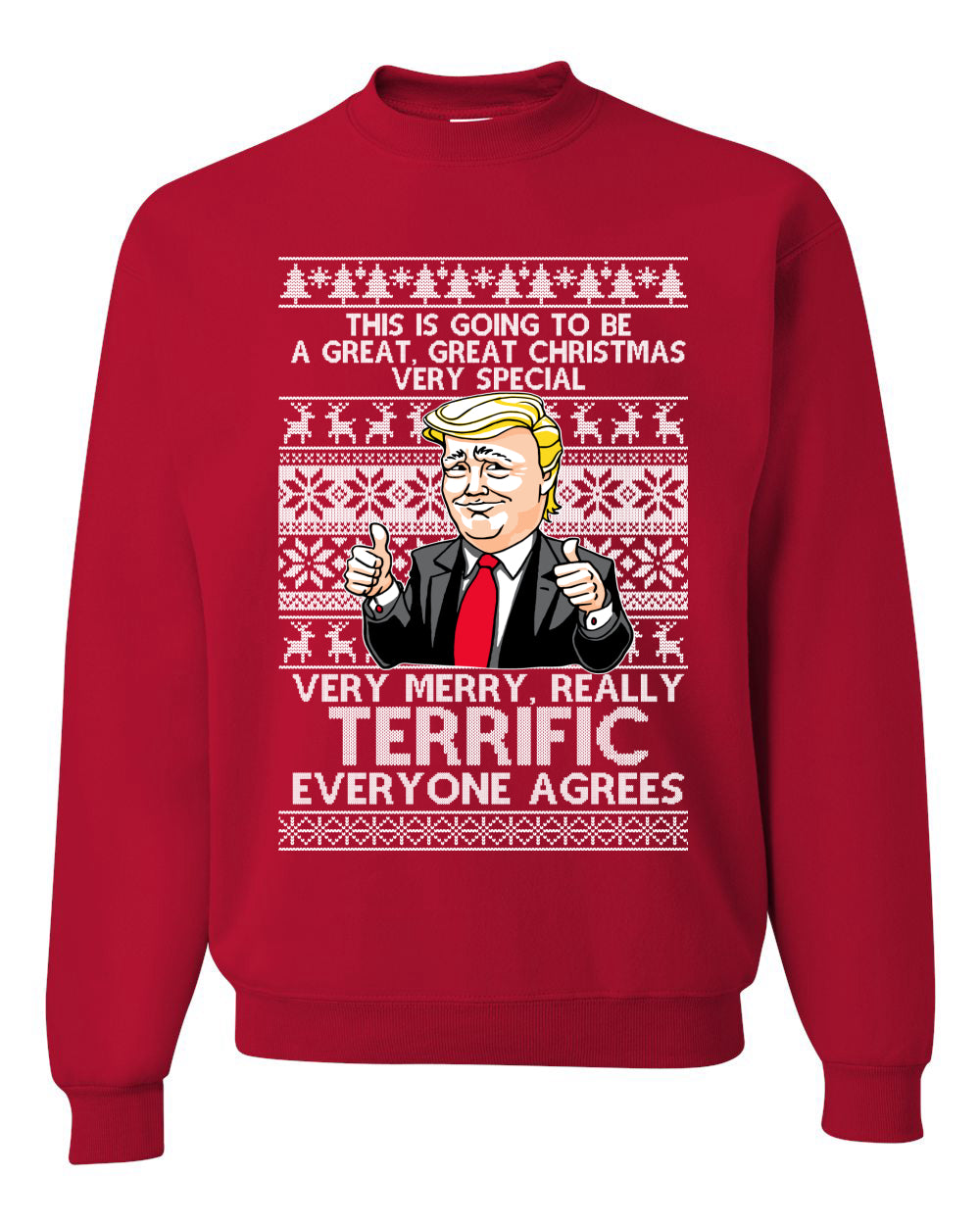 Great Terrific Merry Christmas Funny Donald Trump Merry Ugly Christmas Sweater- Best Christmas Gifts 2023