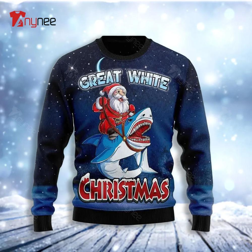 Great White Christmas Shark Ugly Christmas Sweater- Best Christmas Gifts 2023