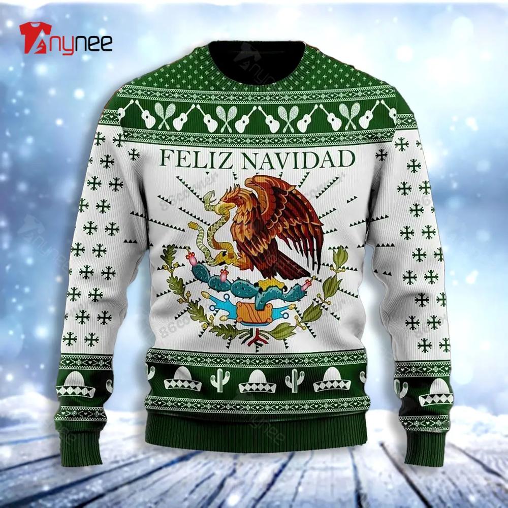 Green Feliz Navidad Mexican Ugly Christmas Sweater- Best Christmas Gifts 2023