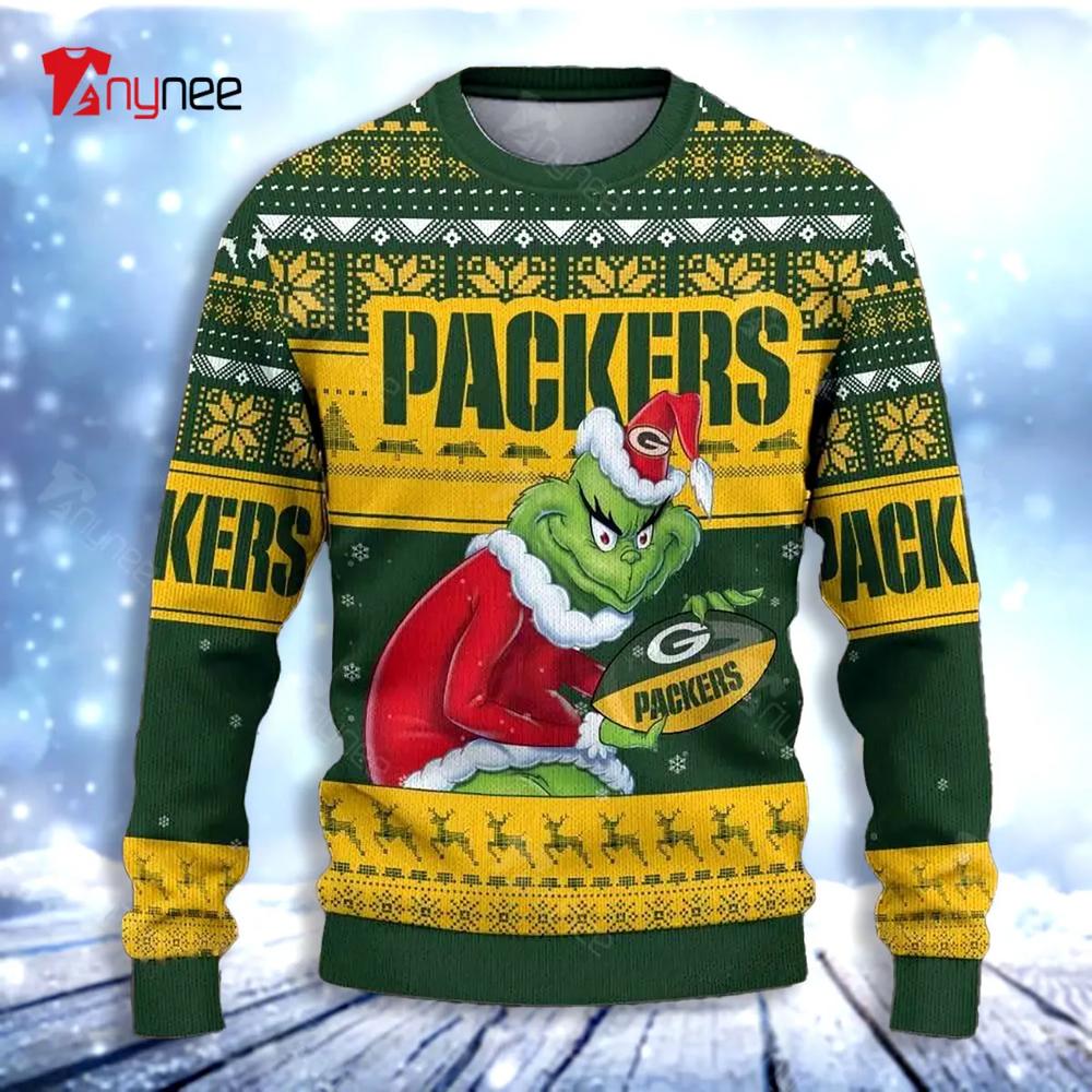 Grinch Green Bay Packer Ugly Christmas Sweater- Best Christmas Gifts 2023