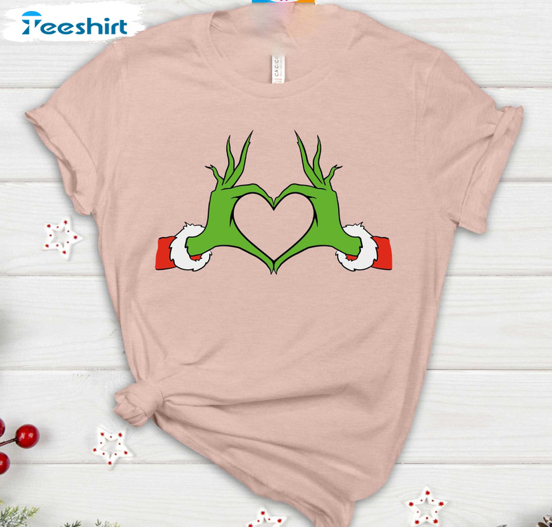 Grinch Heart Funny Shirt, Christmas Santa Grinch Crewneck Unisex Hoodie