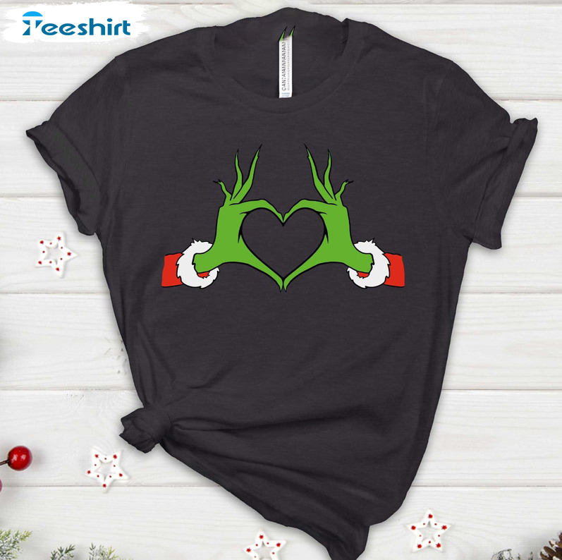 Grinch Heart Funny Shirt, Christmas Santa Grinch Crewneck Unisex Hoodie