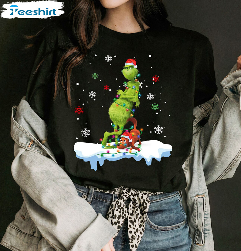 Grinch Max Dog Shirt, Christmas Lights Long Sleeve Unisex T-shirt