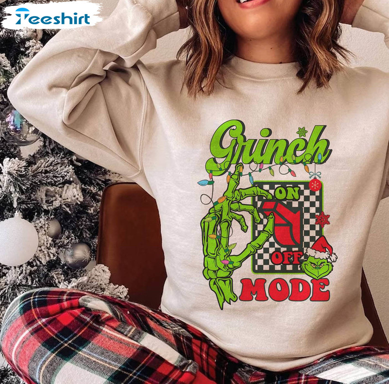 Grinch Mode On Retro Shirt, Christmas Season Unisex Hoodie Short Sleeve