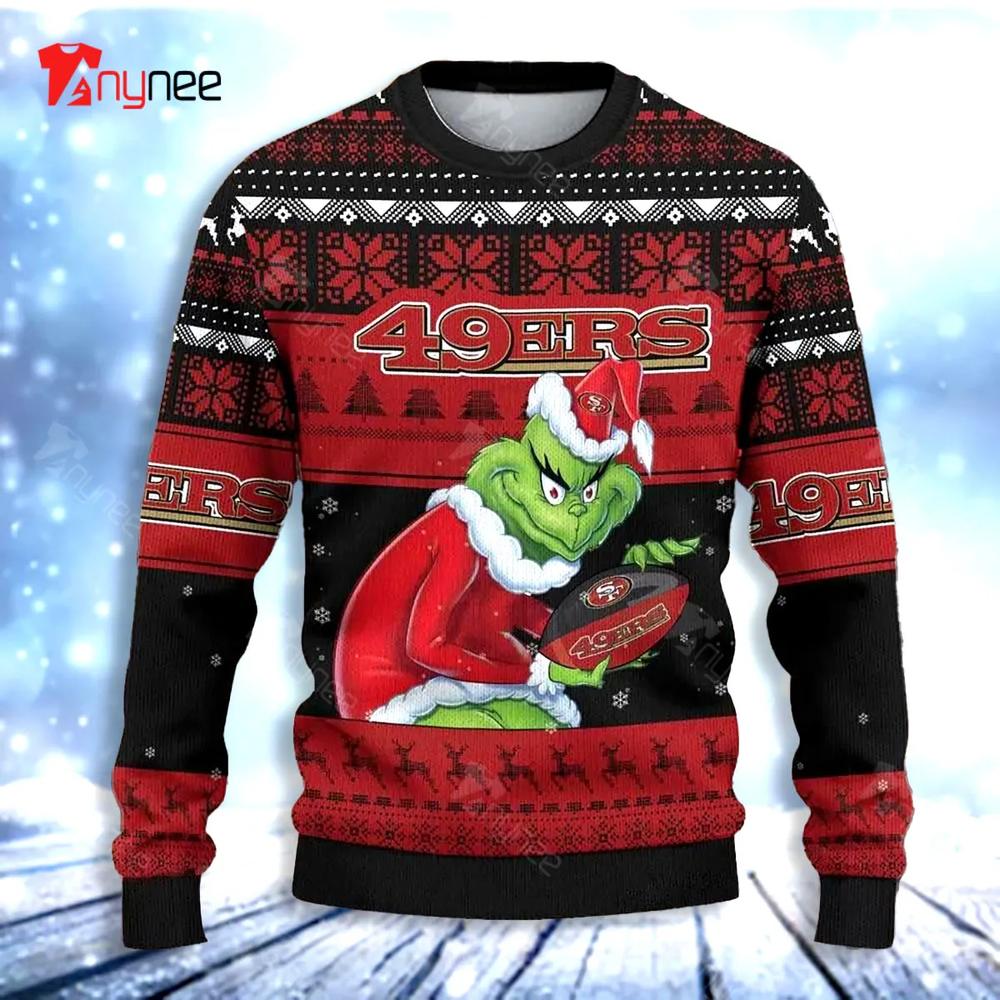 Grinch San Francisco 49Er Red Ugly Christmas Sweater- Best Christmas Gifts 2023