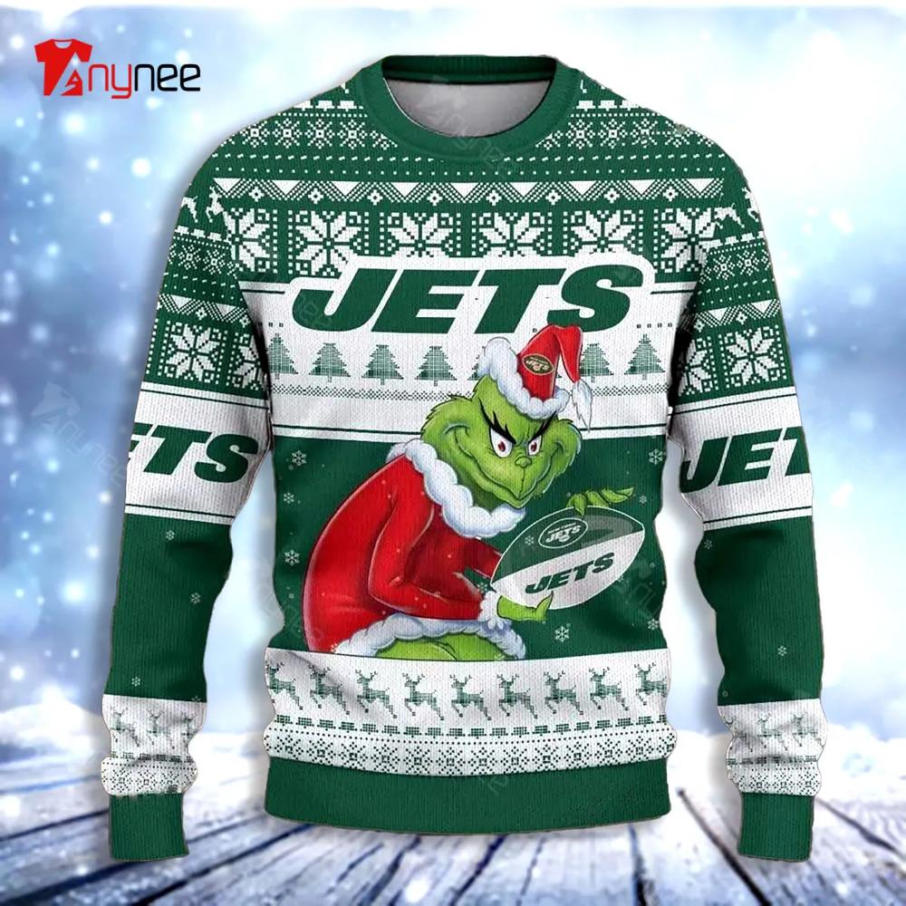 Grinch York Jets Ugly Christmas Sweater- Best Christmas Gifts 2023