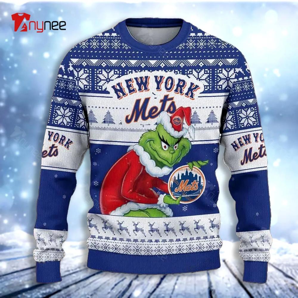 Grinch York Mets Ugly Christmas Sweater- Best Christmas Gifts 2023