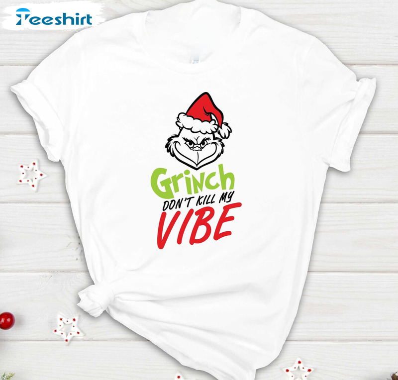 Grinchmas Vibes Shirt, Christmas Santa Grinch Short Sleeve Crewneck