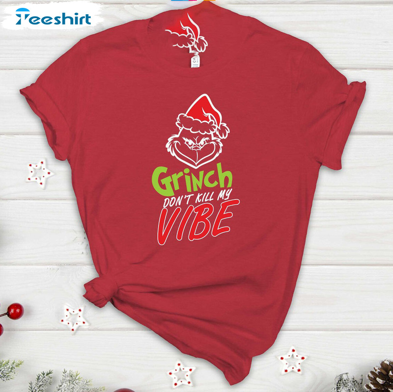 Grinchmas Vibes Shirt, Christmas Santa Grinch Short Sleeve Crewneck