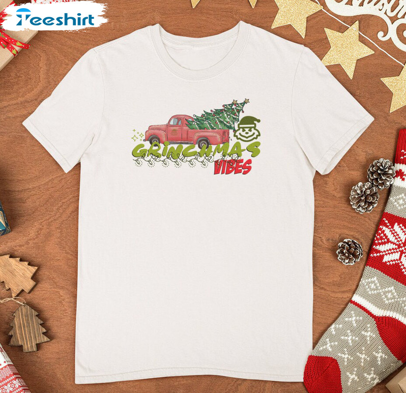 Grinchmas Vibes Shirt, Funny Christmas Short Sleeve Tee Tops