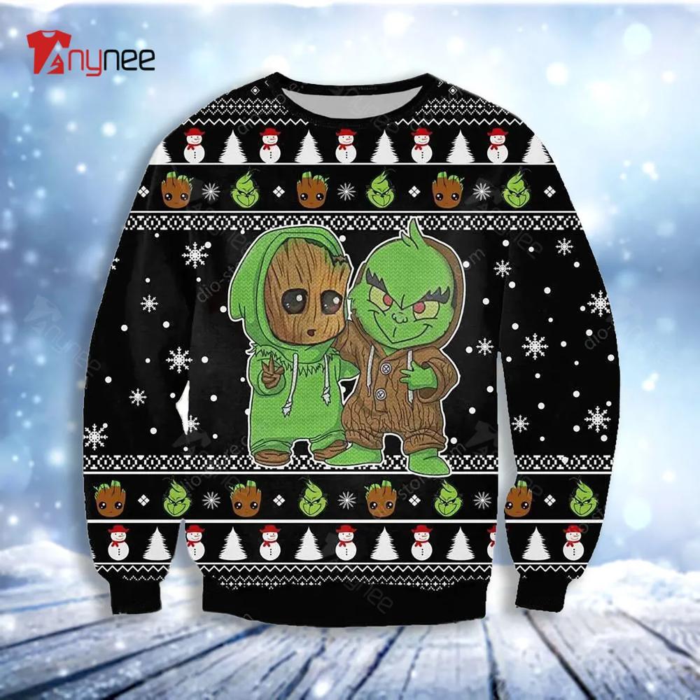 Groot And Grinch Funny Knitting Pattern For Ugly Christmas Sweater- Best Christmas Gifts 2023