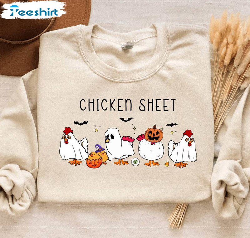 Groovy Chicken Sheet Shirt, Halloween Chickens Short Sleeve Unisex T Shirt