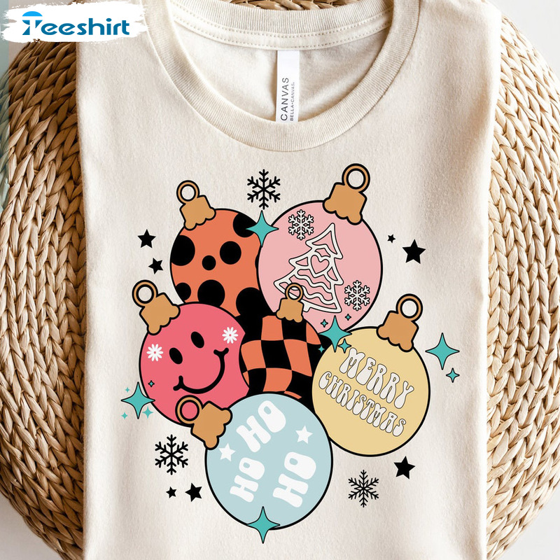 Groovy Christmas Ornaments Shirt – Merry Christmas Ho Ho Ho Unisex Hoodie Tee Tops