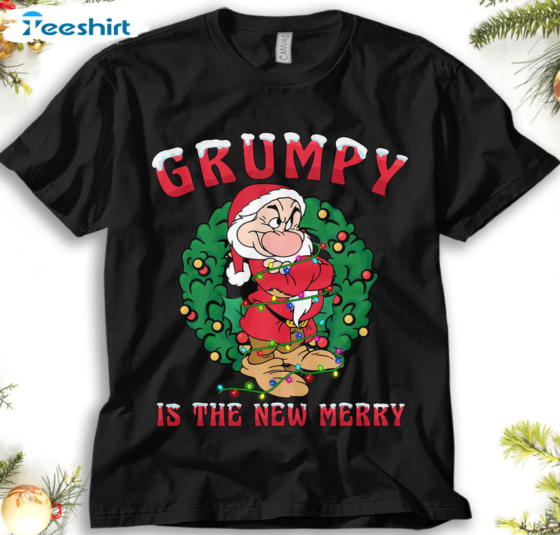 Grumpy Is The New Merry Shirt, Christmas Light Short Sleeve Crewneck