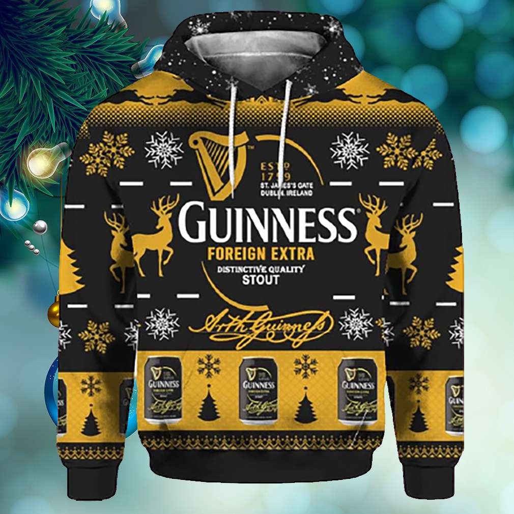 Guinness Foreign Extra Stout 3D Print Ugly Hoodie- Best Christmas Gifts 2023