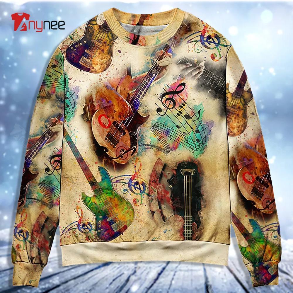 Guitar Music Bass Its Like Guitar But Way Cooler Bass Guitar Ugly Christmas Sweater- Best Christmas Gifts 2023