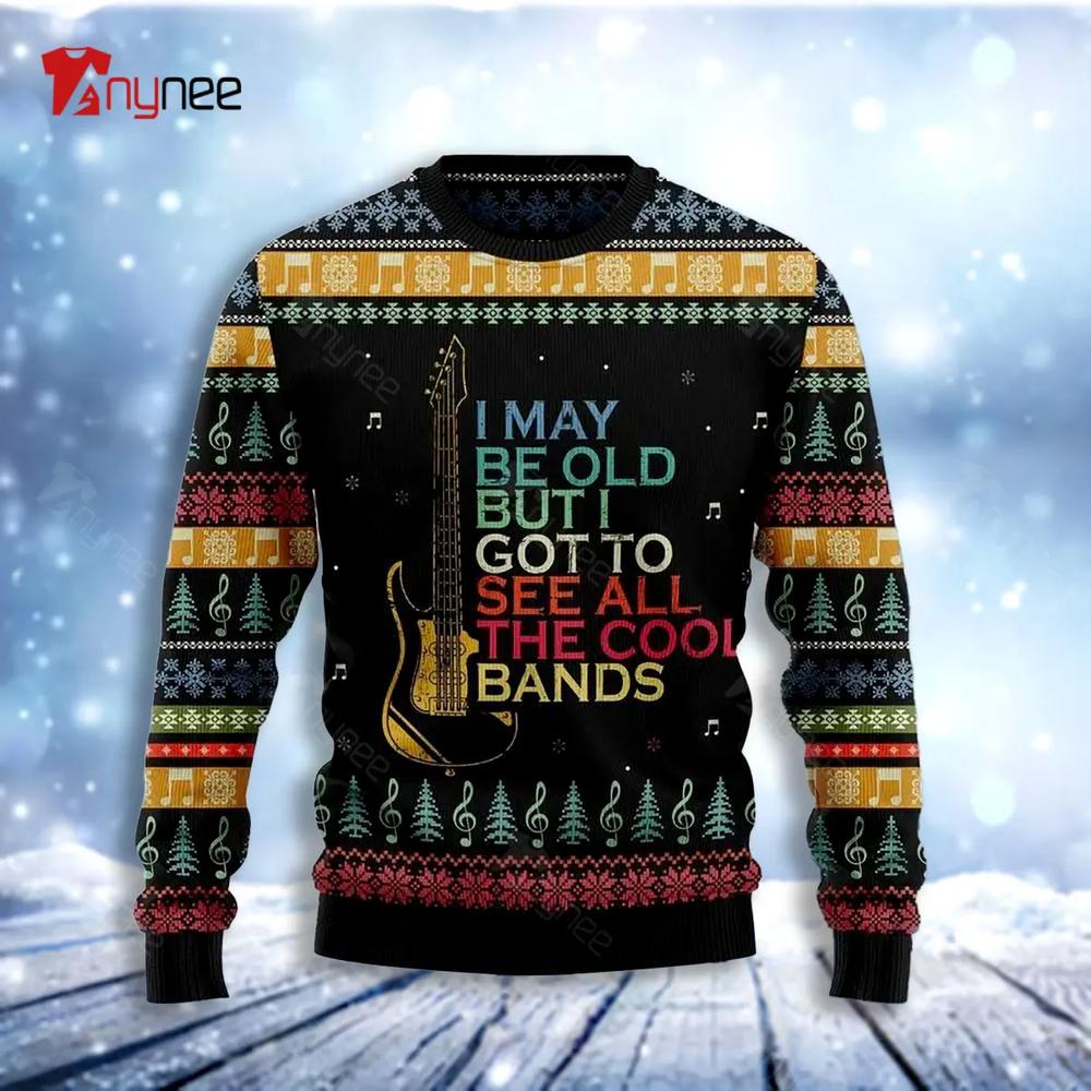 Guitar Old Vintage Xmas Ugly Christmas Sweater- Best Christmas Gifts 2023