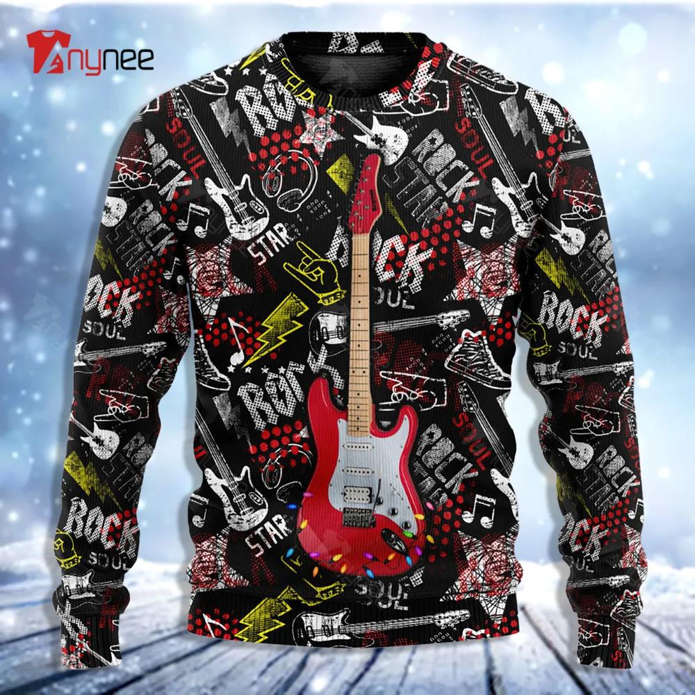 Guitar Rock Soul Merry Ugly Christmas Sweater- Best Christmas Gifts 2023