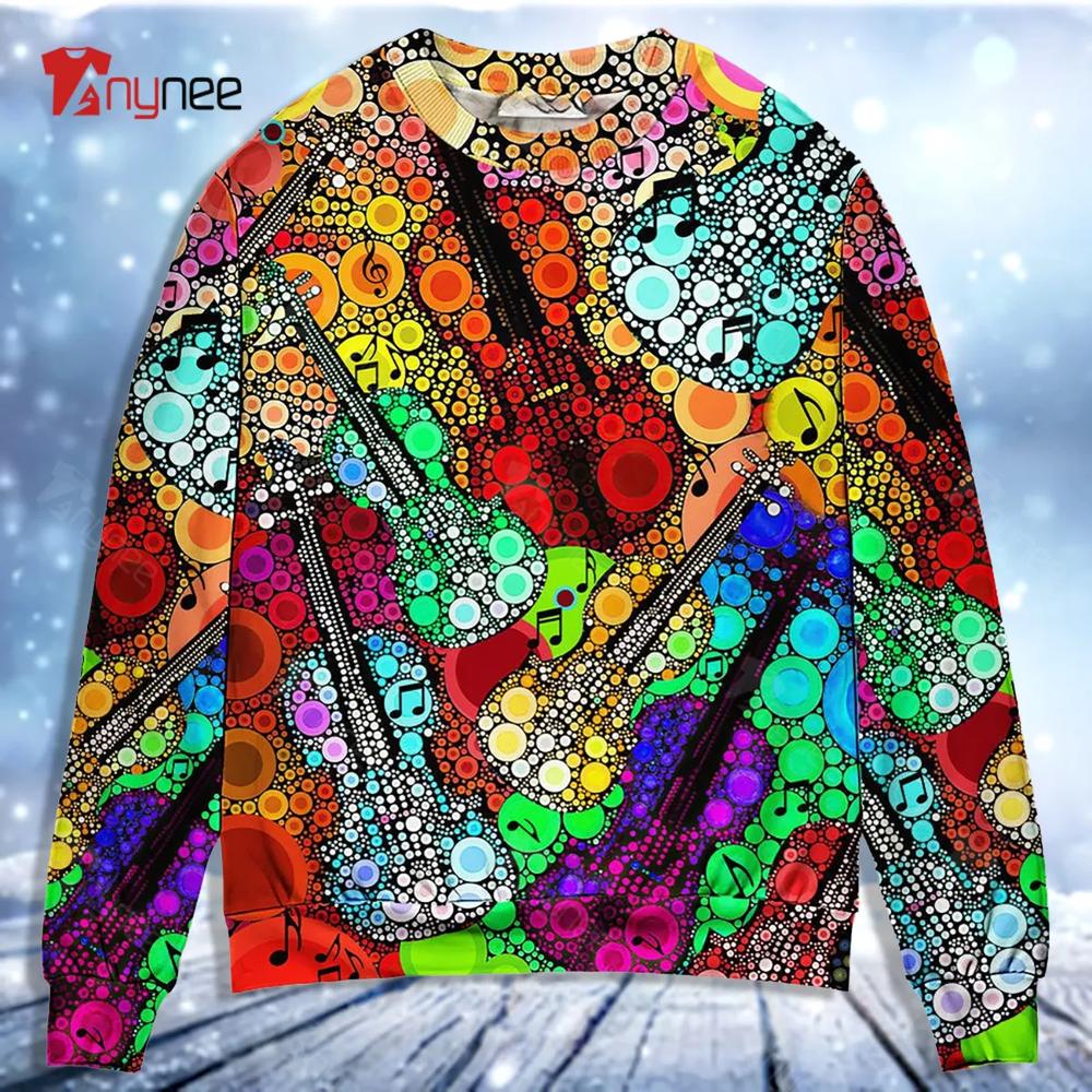 Guitar Scroll Bubble Colorful Ugly Christmas Sweater- Best Christmas Gifts 2023