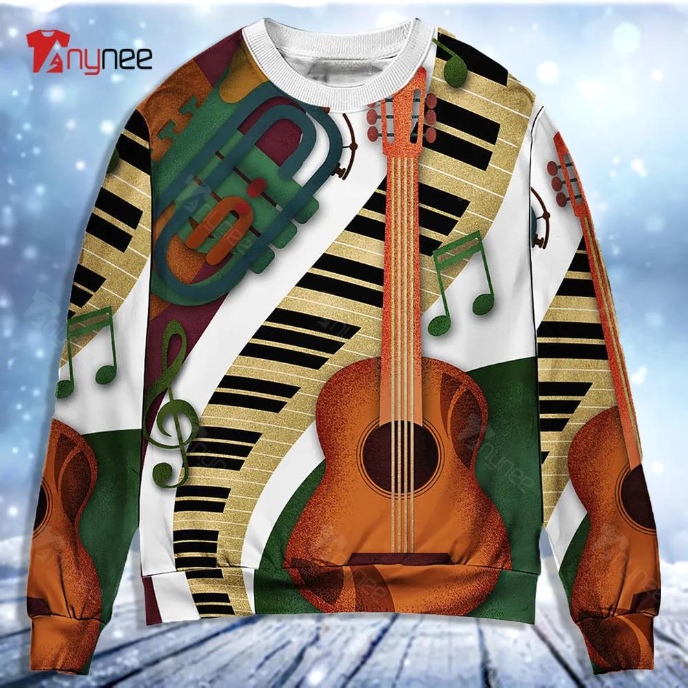 Guitar Vintage Classic Musician Ugly Christmas Sweater- Best Christmas Gifts 2023