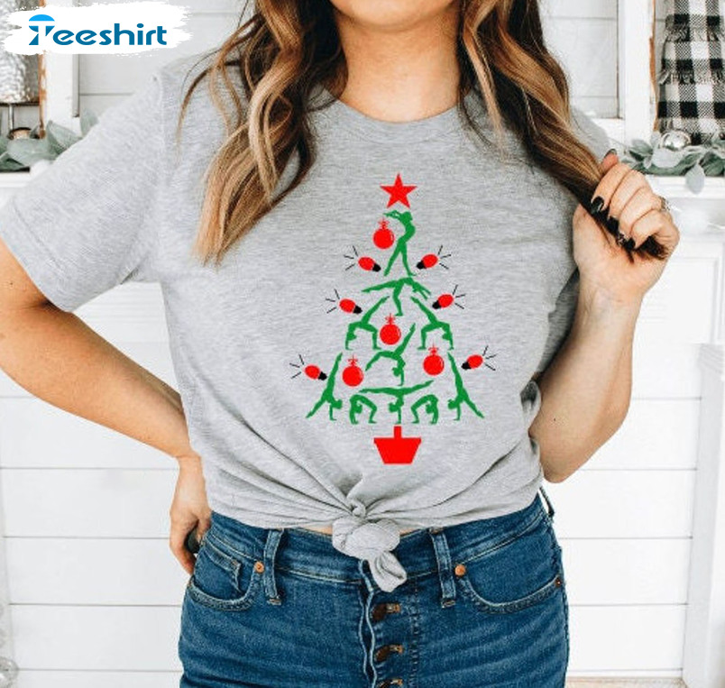 Gymnastics Gymnast Christmas Tree Shirt, Xmas Holiday Short Sleeve Unisex T-shirt