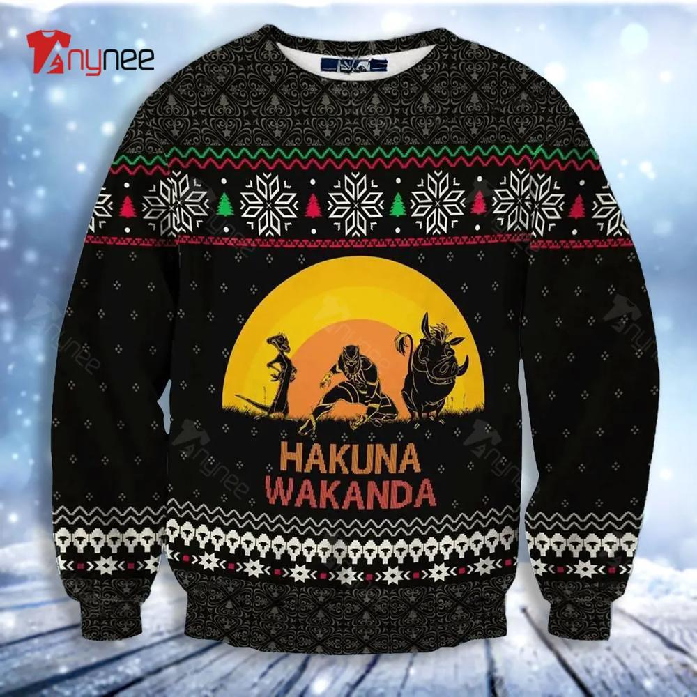 Hakuna Wakanda Marvel Ugly Christmas Sweater- Best Christmas Gifts 2023