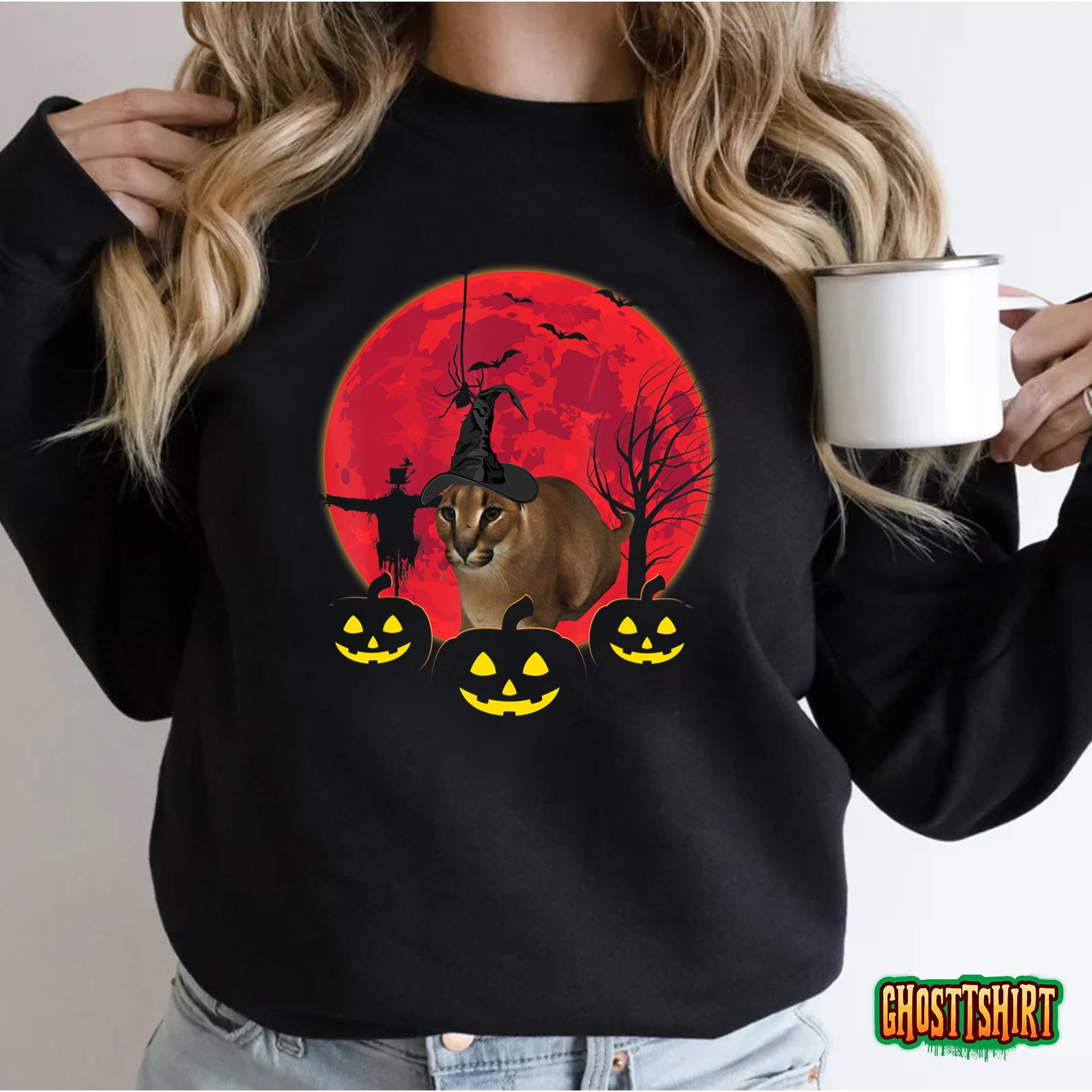 Halloween Big Floppa Funny Big Caracal Cat Meme For Men Women Kids T-Shirt