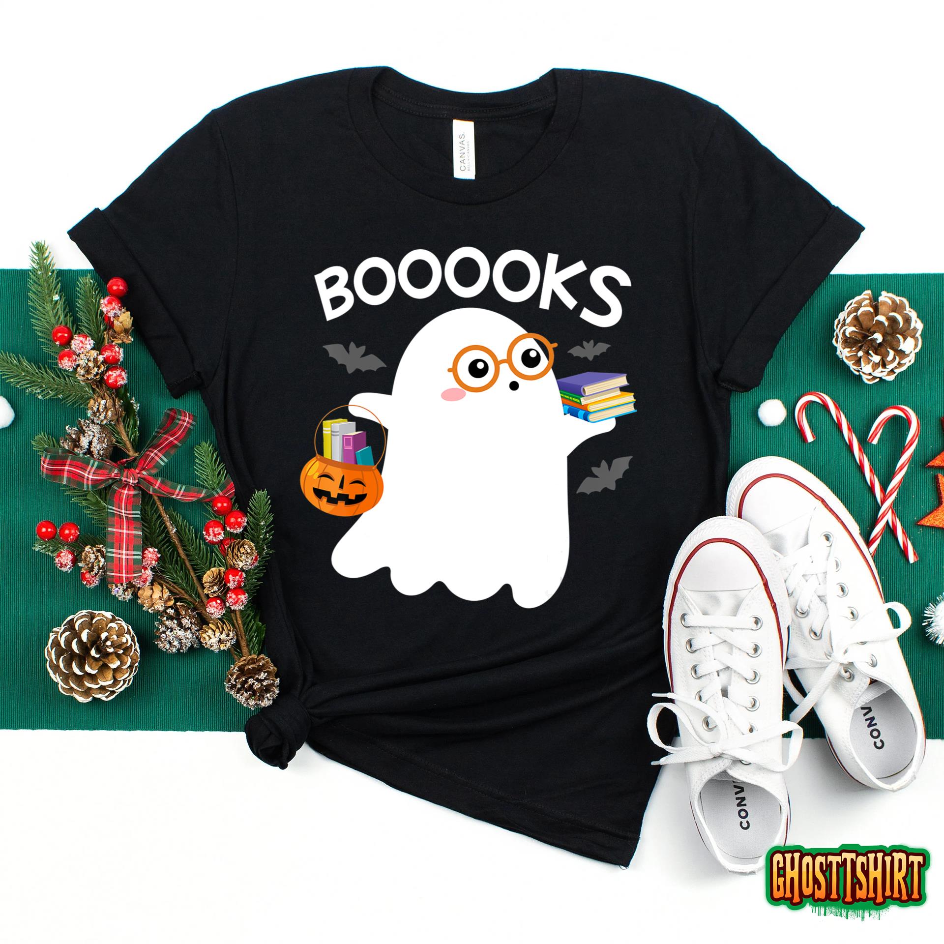 Halloween Booooks Cute Ghost Reading Library Books Halloween T-Shirt